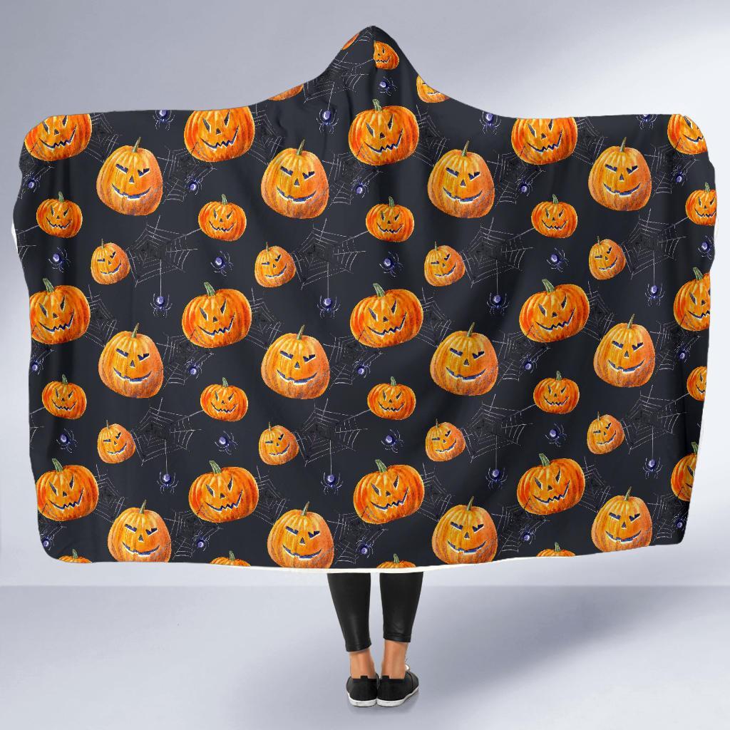 Pumpkin Halloween Print Pattern Hooded Blanket-grizzshop