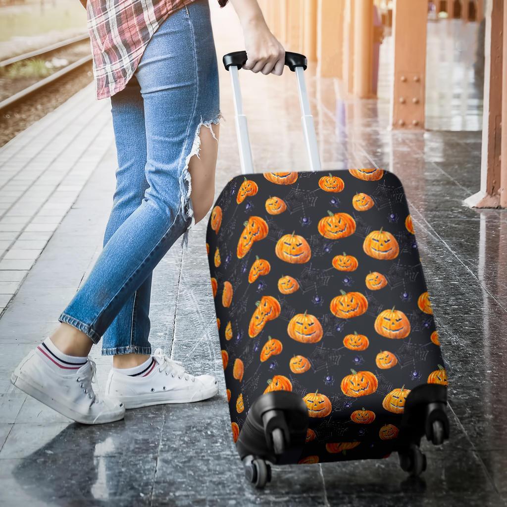 Pumpkin Halloween Print Pattern Luggage Cover Protector-grizzshop