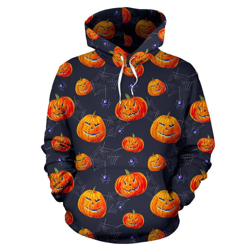 Pumpkin Halloween Print Pattern Men Women Pullover Hoodie-grizzshop