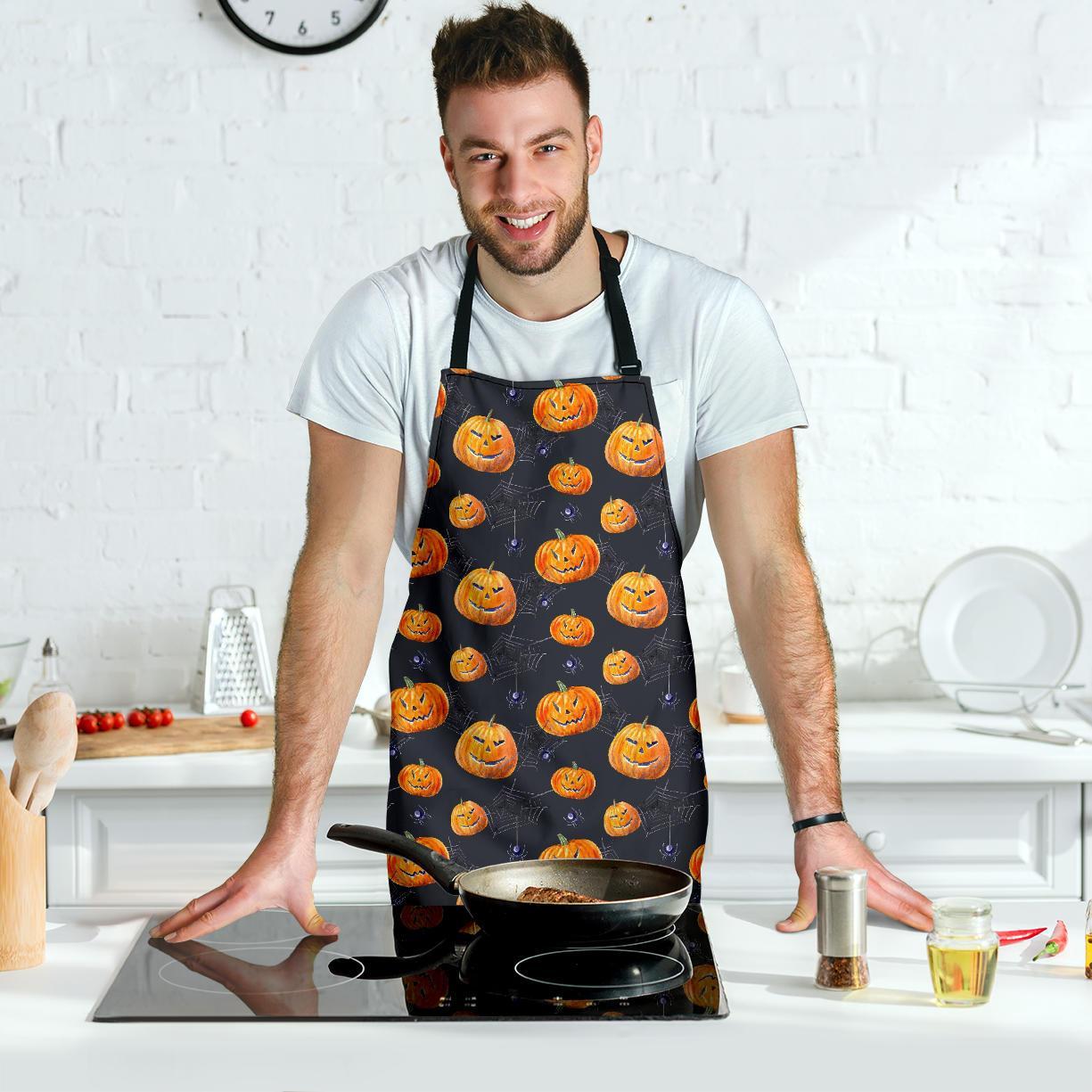 Pumpkin Halloween Print Pattern Men's Apron-grizzshop