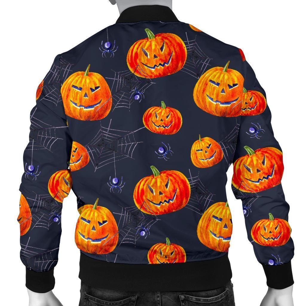 Pumpkin Halloween Print Pattern Men's Bomber Jacket-grizzshop