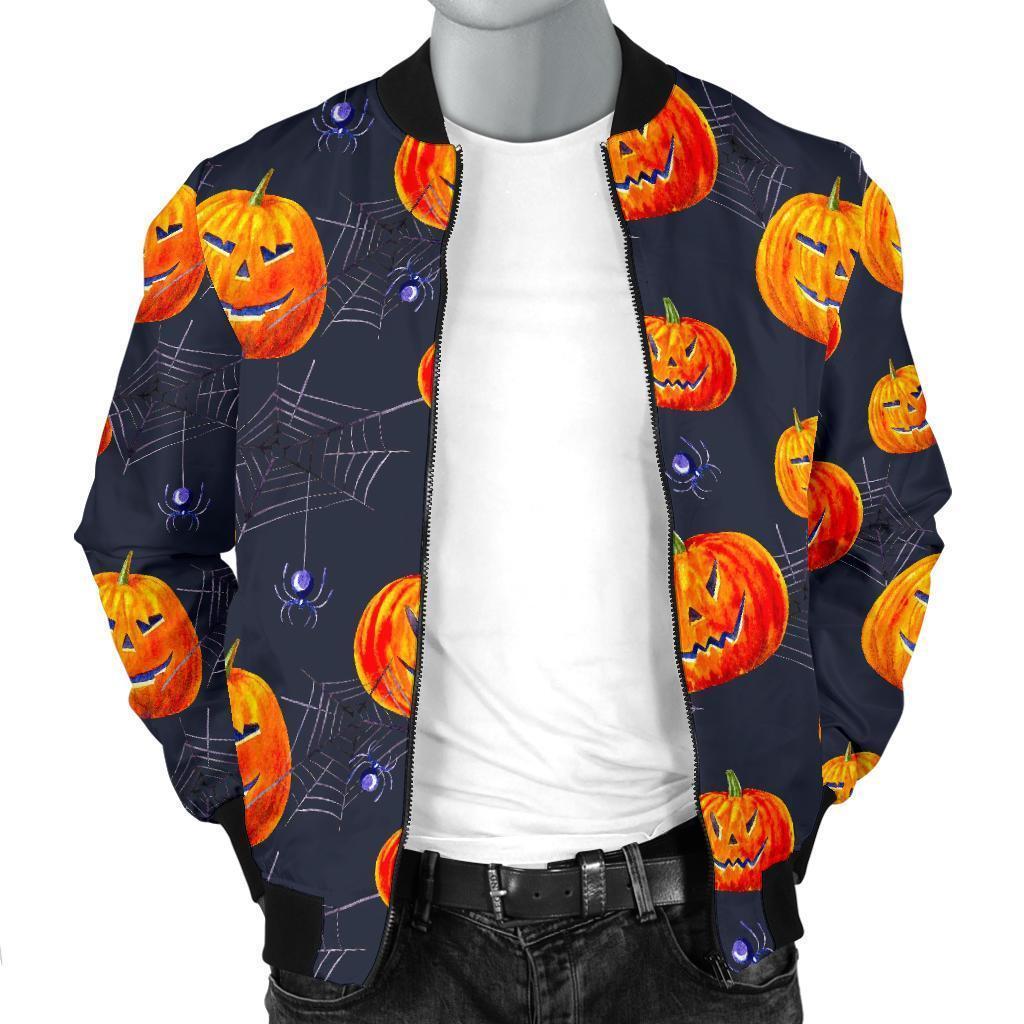 Pumpkin Halloween Print Pattern Men's Bomber Jacket-grizzshop