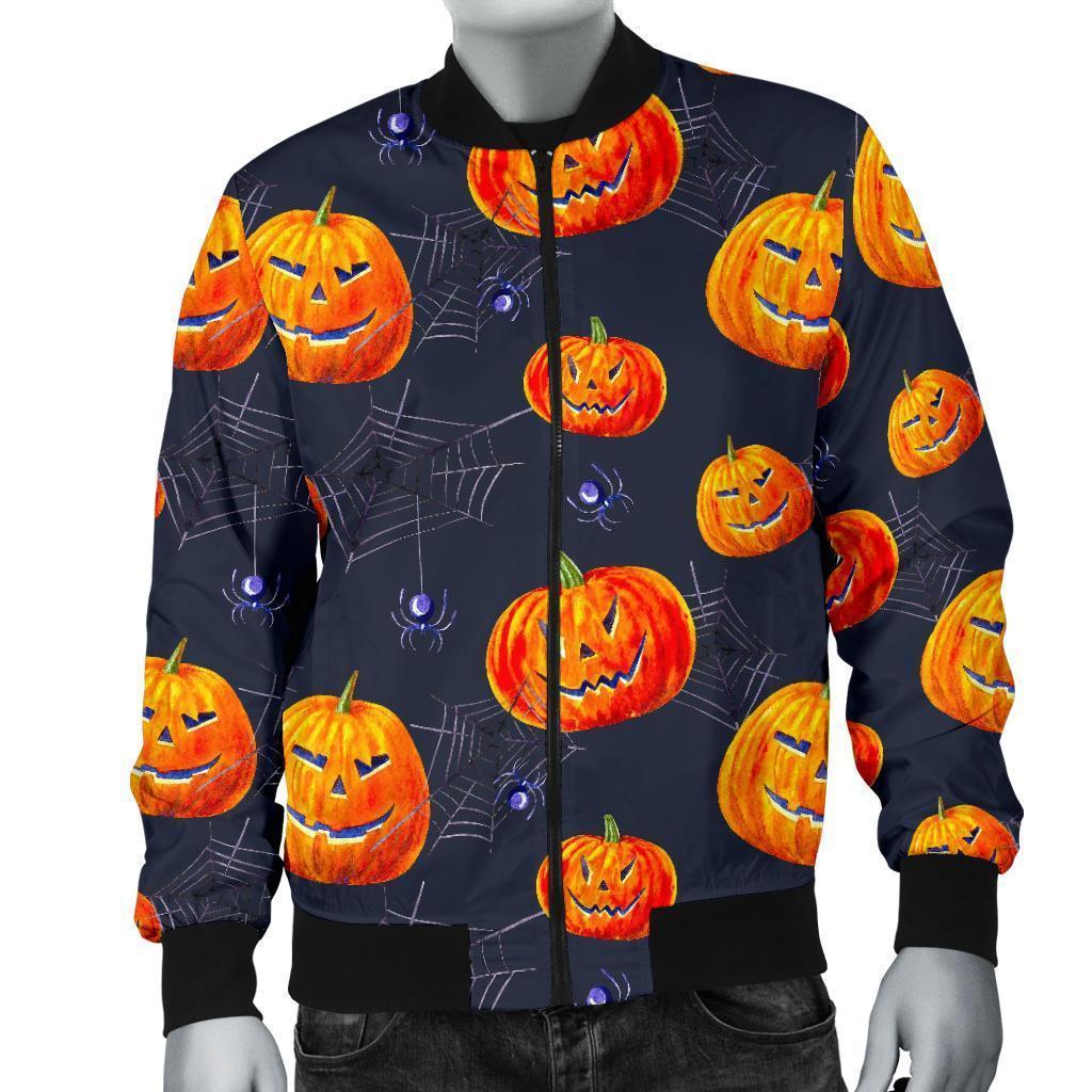 Pumpkin Halloween Print Pattern Men's Bomber Jacket-grizzshop