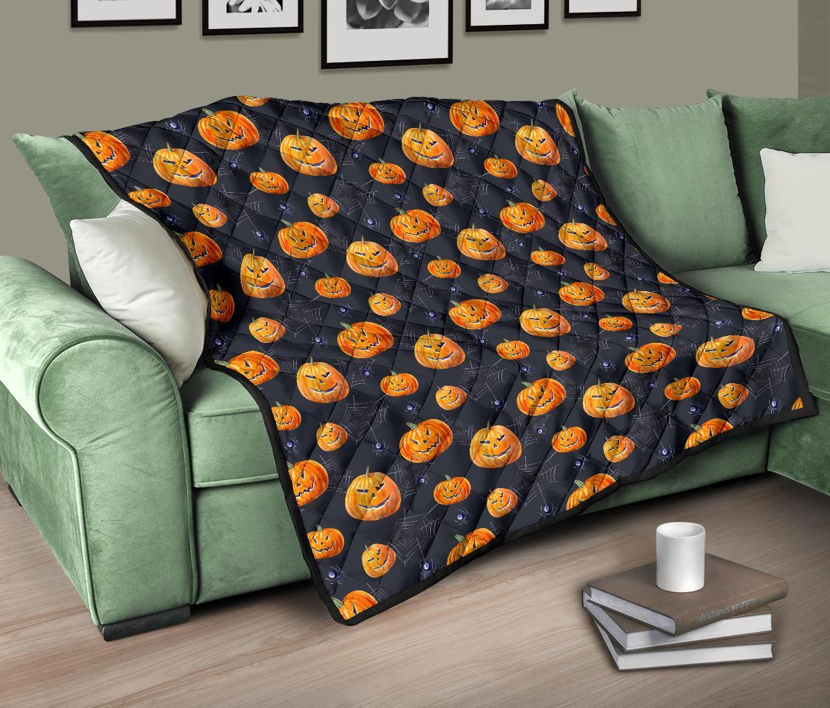 Pumpkin Halloween Print Pattern Quilt-grizzshop