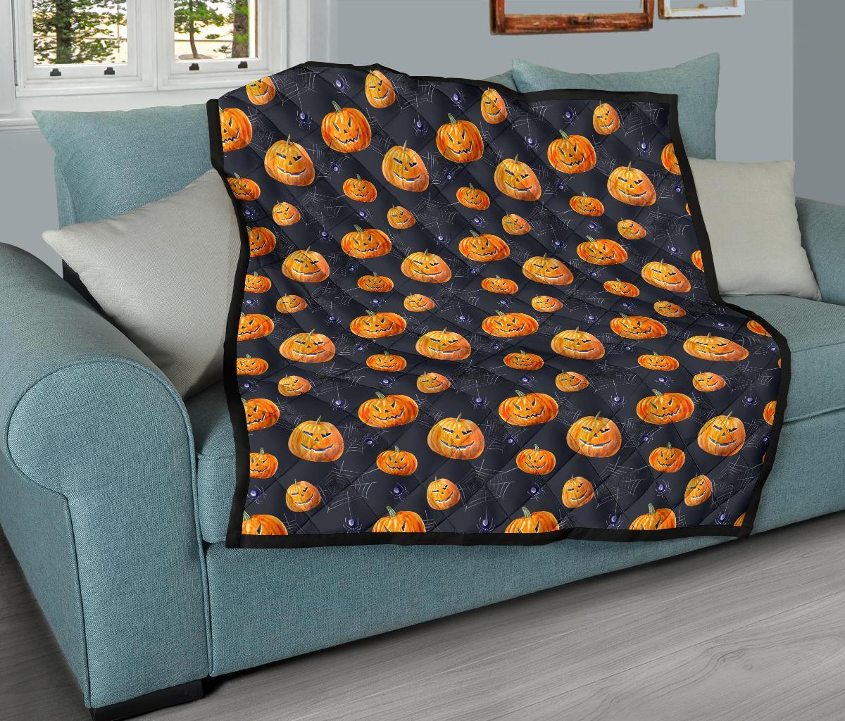 Pumpkin Halloween Print Pattern Quilt-grizzshop