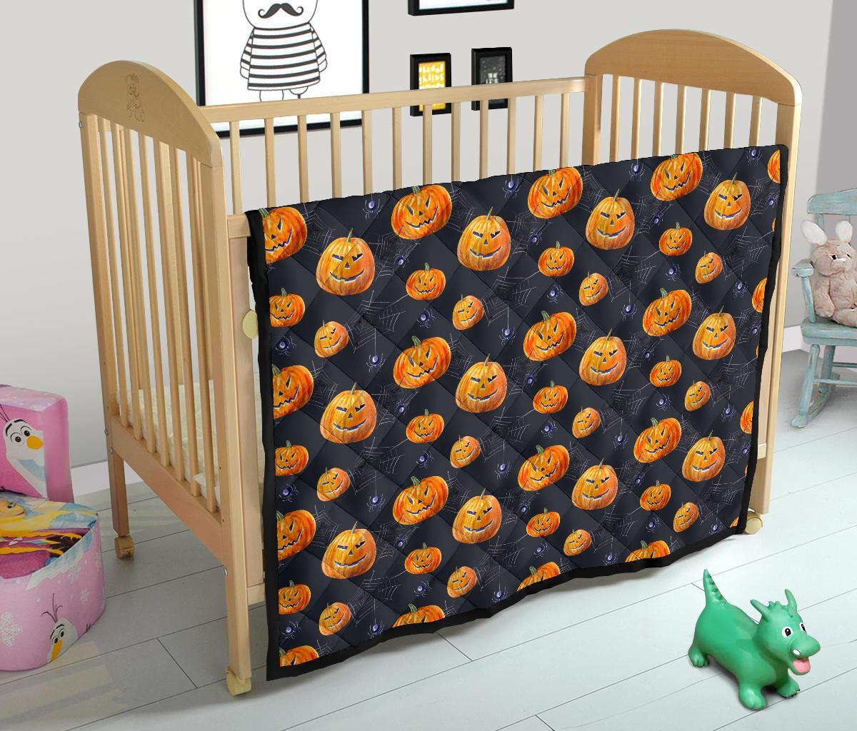 Pumpkin Halloween Print Pattern Quilt-grizzshop