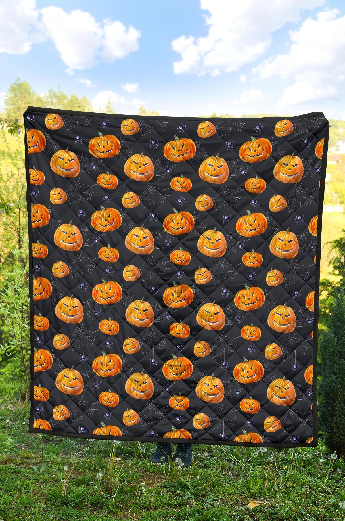 Pumpkin Halloween Print Pattern Quilt-grizzshop