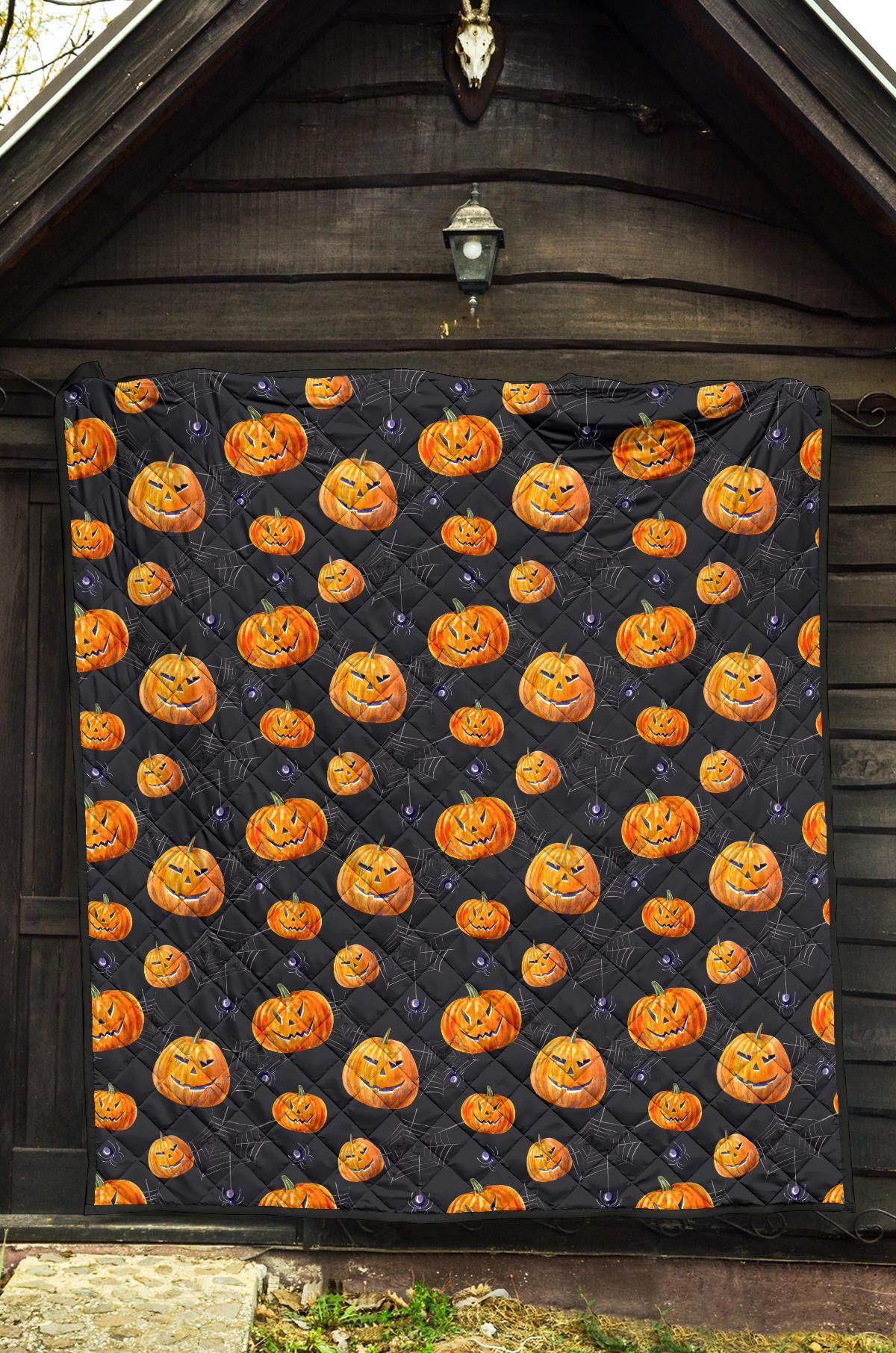 Pumpkin Halloween Print Pattern Quilt-grizzshop