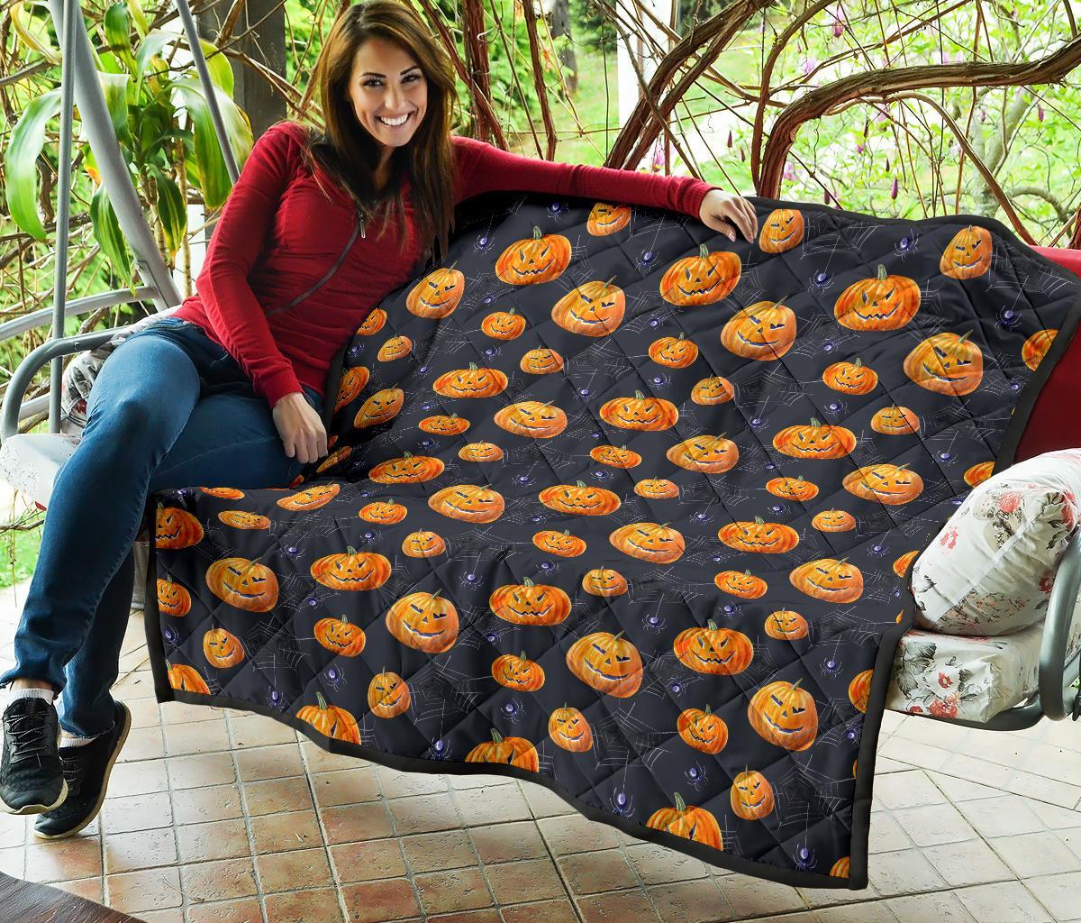 Pumpkin Halloween Print Pattern Quilt-grizzshop