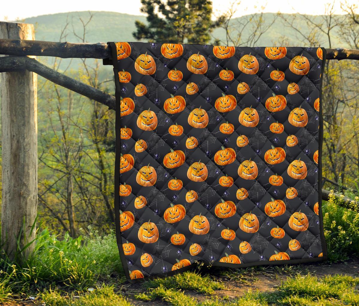 Pumpkin Halloween Print Pattern Quilt-grizzshop