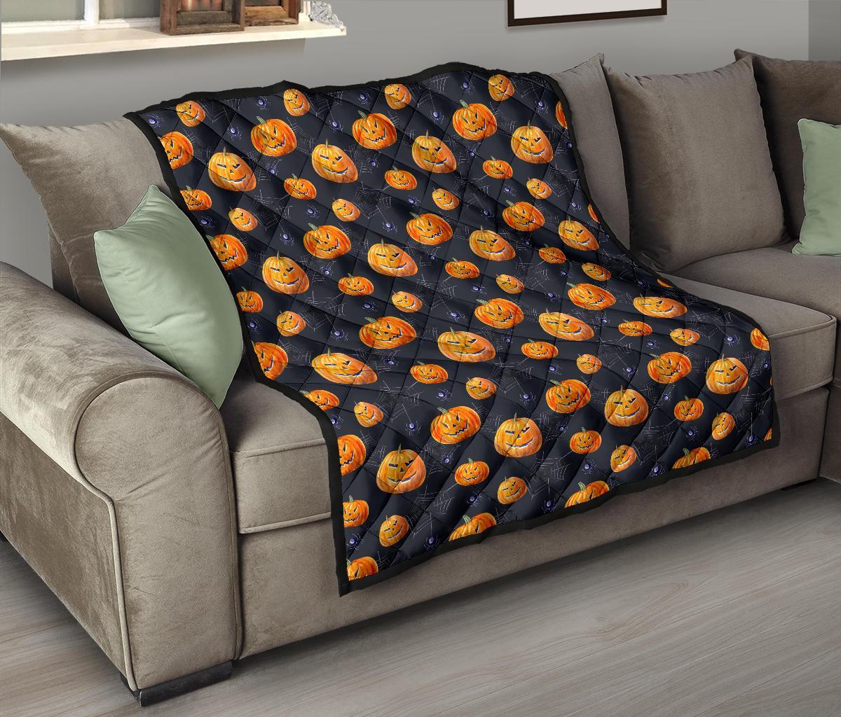 Pumpkin Halloween Print Pattern Quilt-grizzshop