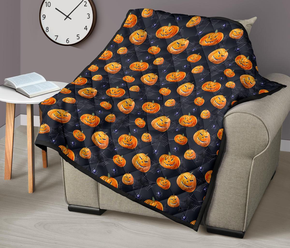 Pumpkin Halloween Print Pattern Quilt-grizzshop