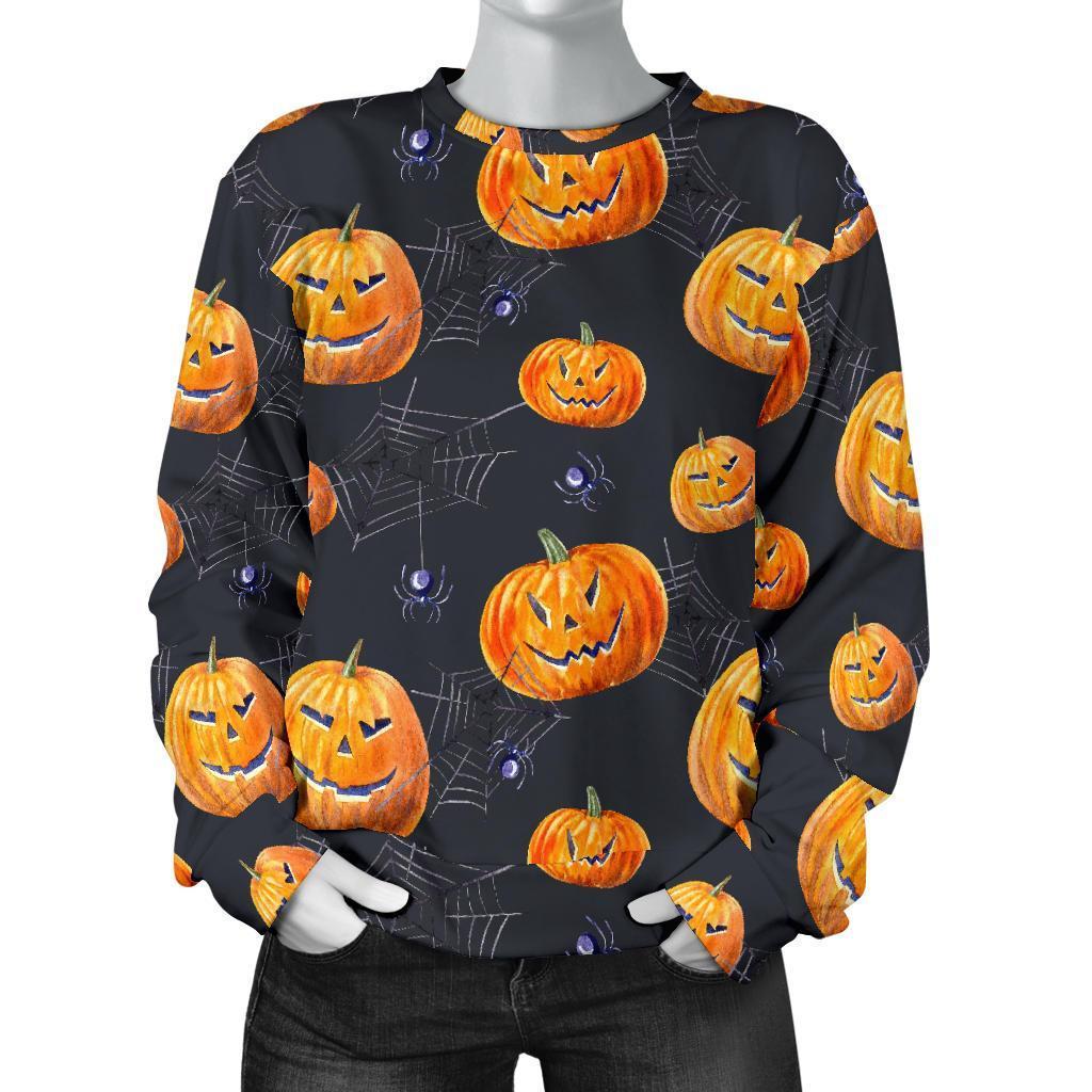 Pumpkin Halloween Print Pattern Women's Sweatshirt-grizzshop