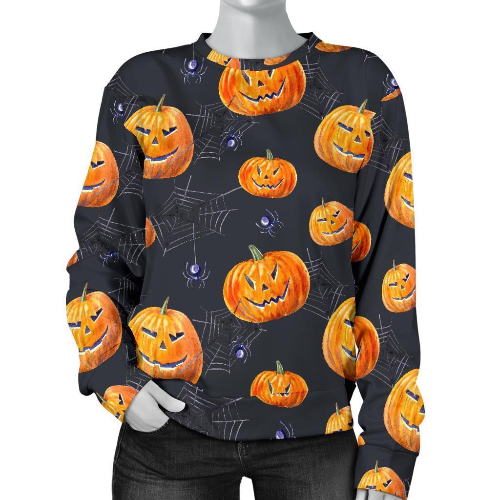 Pumpkin Halloween Print Pattern Women's Sweatshirt-grizzshop