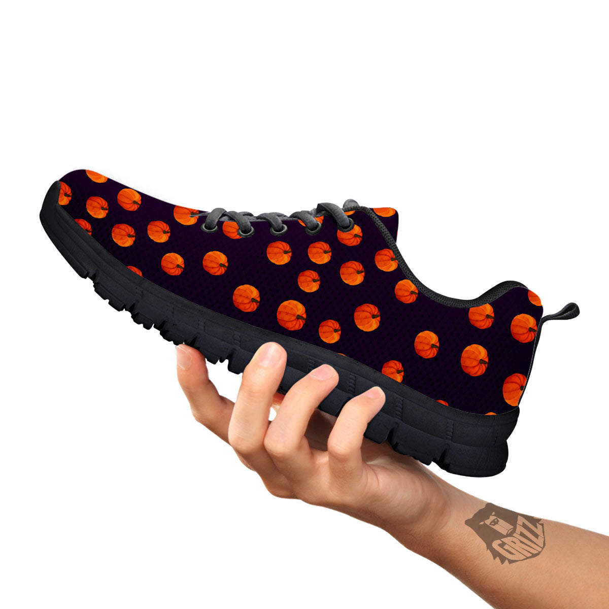 Pumpkin Little Print Pattern Black Sneaker-grizzshop
