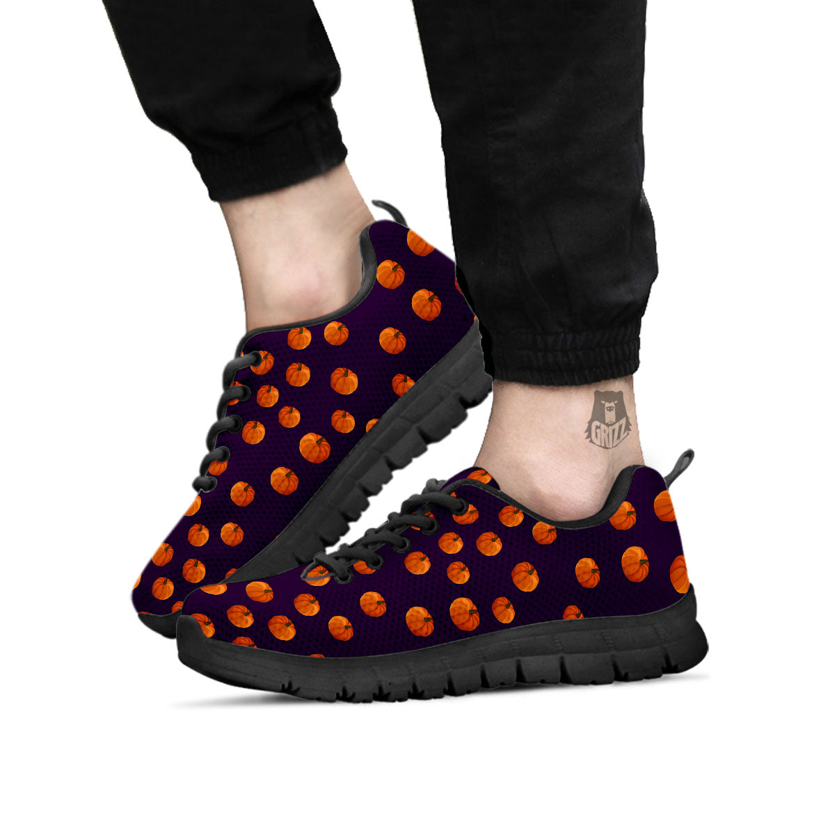 Pumpkin Little Print Pattern Black Sneaker-grizzshop