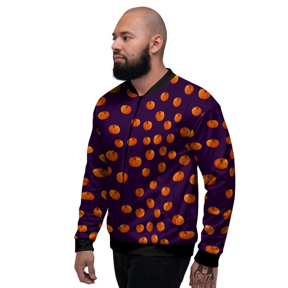 Pumpkin Little Print Pattern Men's Bomber Jacket-grizzshop