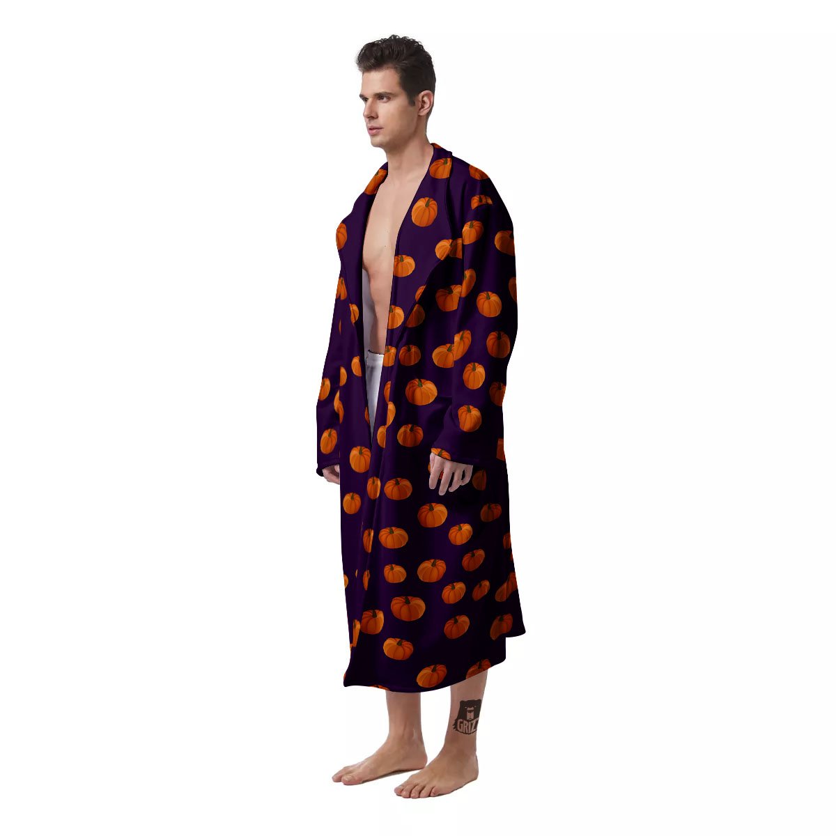 Pumpkin Little Print Pattern Men's Robe-grizzshop