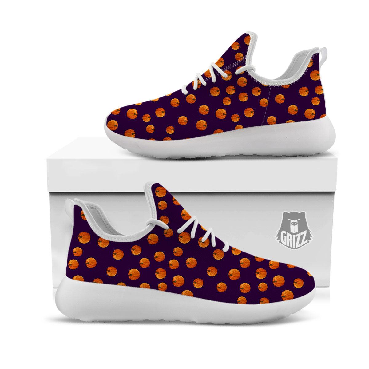 Pumpkin Little Print Pattern White Athletic Shoes-grizzshop