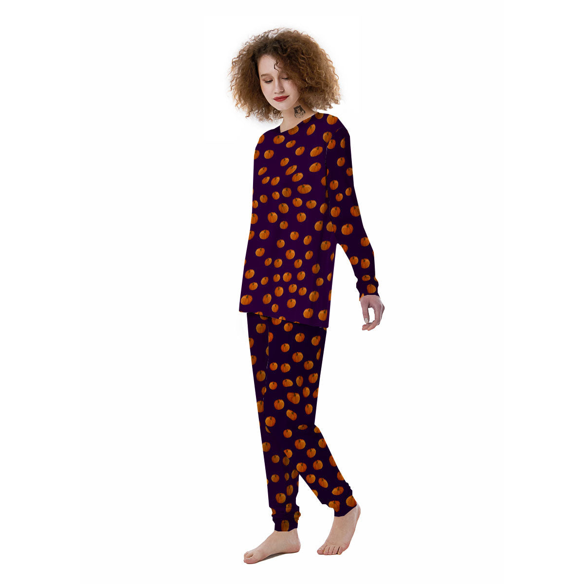 Pumpkin Little Print Pattern Women's Pajamas-grizzshop