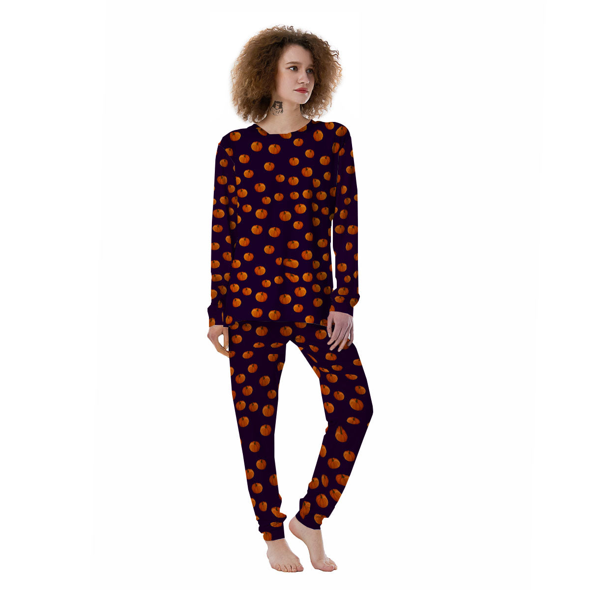 Pumpkin Little Print Pattern Women's Pajamas-grizzshop