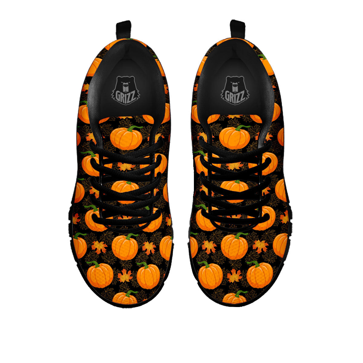Pumpkin Orange Print Pattern Black Sneaker-grizzshop