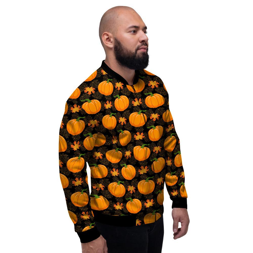 Pumpkin Orange Print Pattern Men's Bomber Jacket-grizzshop