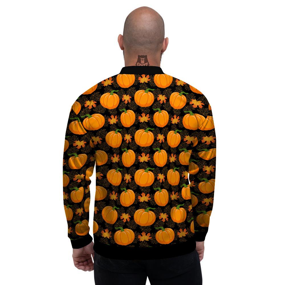 Pumpkin Orange Print Pattern Men's Bomber Jacket-grizzshop