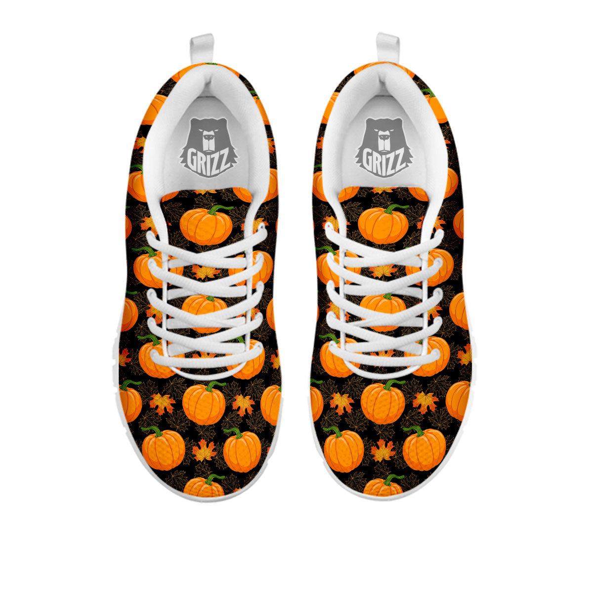 Pumpkin Orange Print Pattern White Sneaker-grizzshop