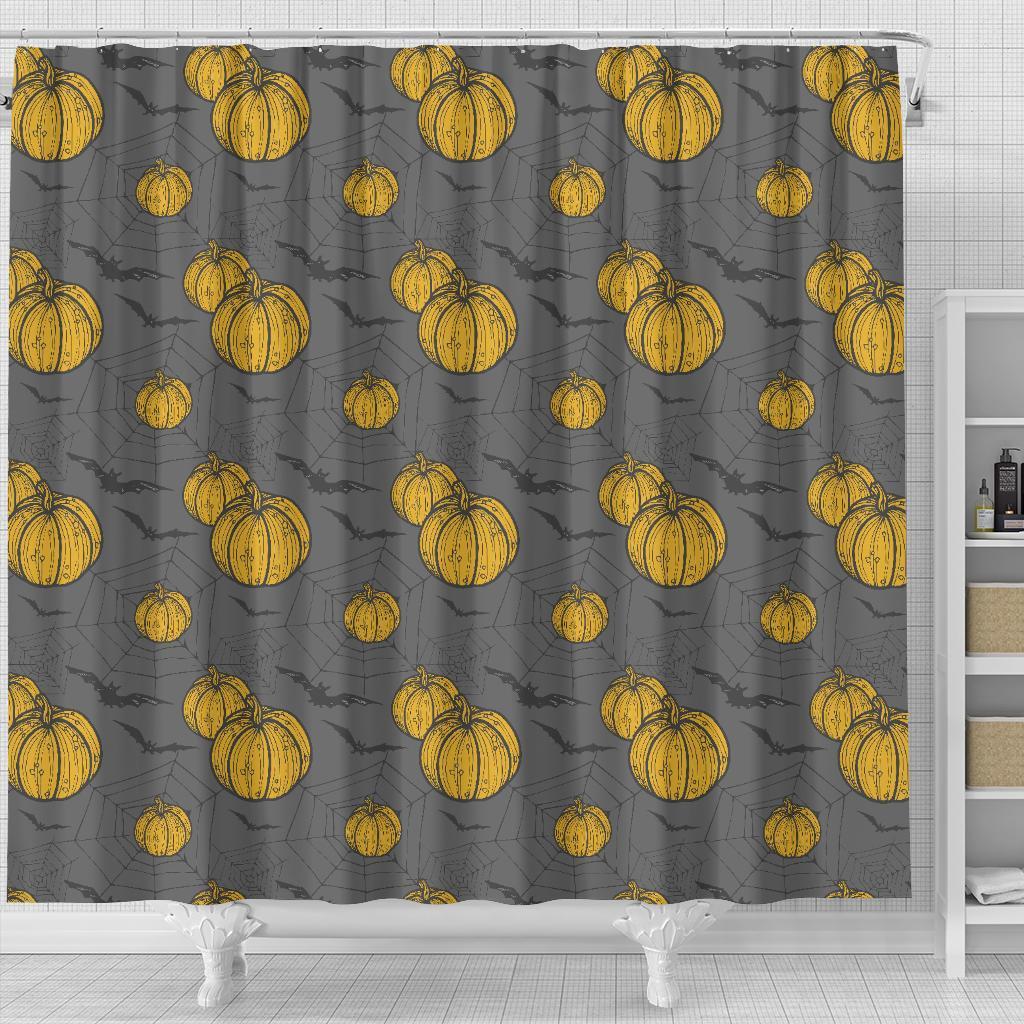 Pumpkin Pattern Print Bathroom Shower Curtain-grizzshop