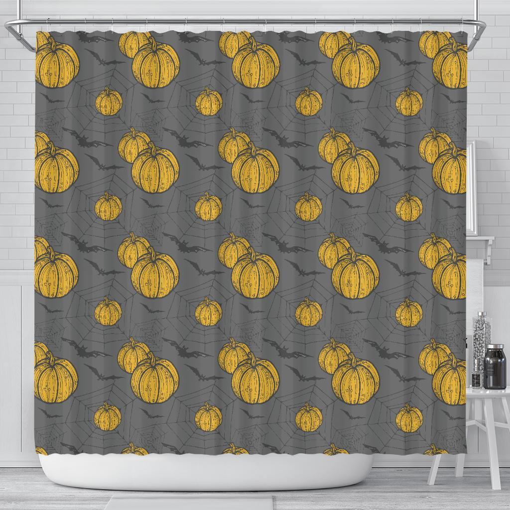 Pumpkin Pattern Print Bathroom Shower Curtain-grizzshop