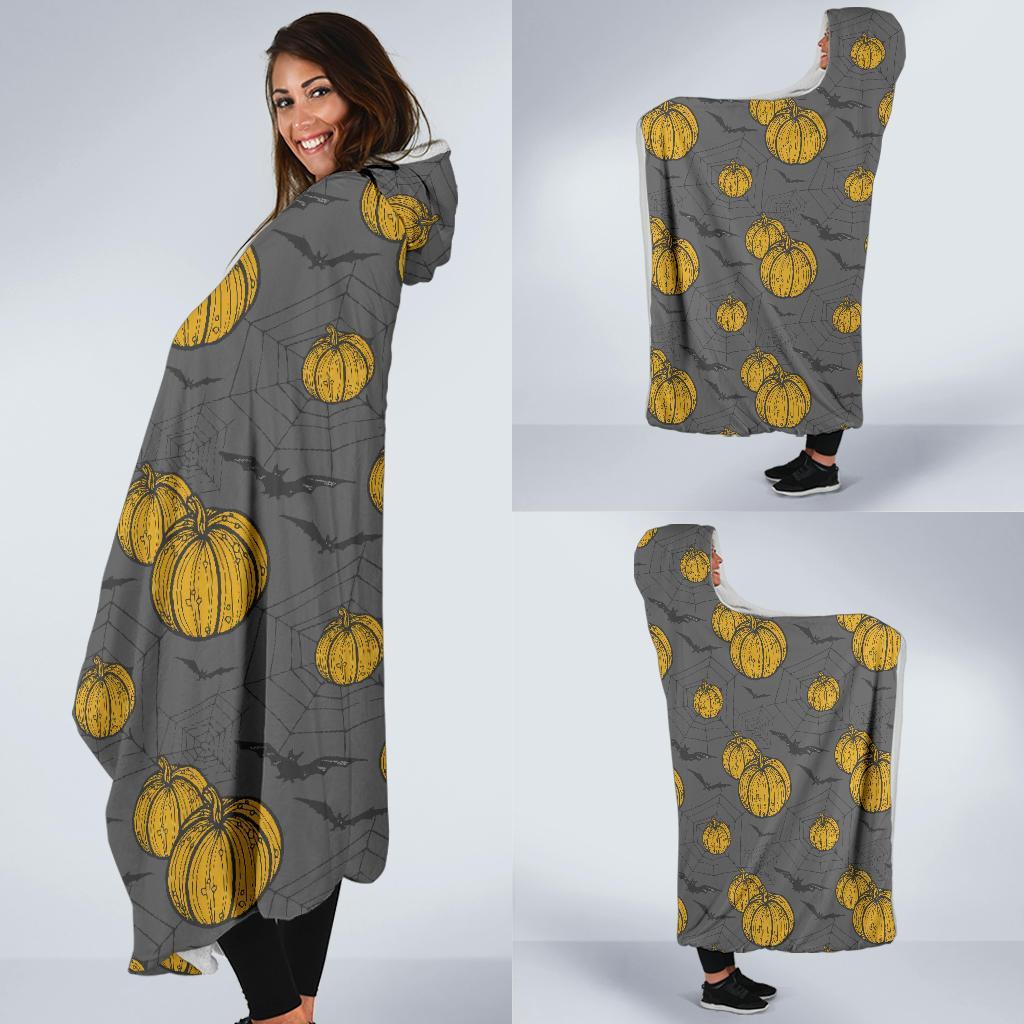 Pumpkin Pattern Print Hooded Blanket-grizzshop