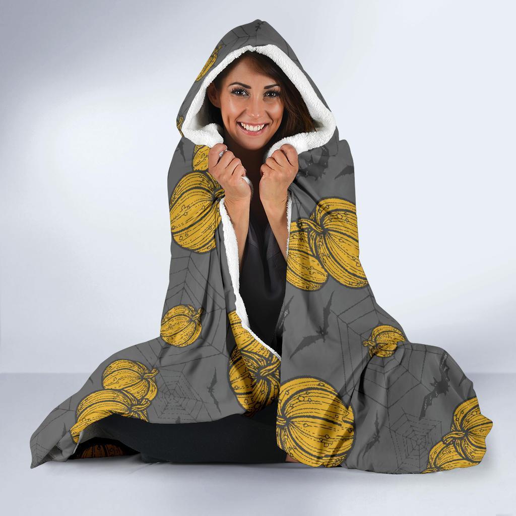 Pumpkin Pattern Print Hooded Blanket-grizzshop