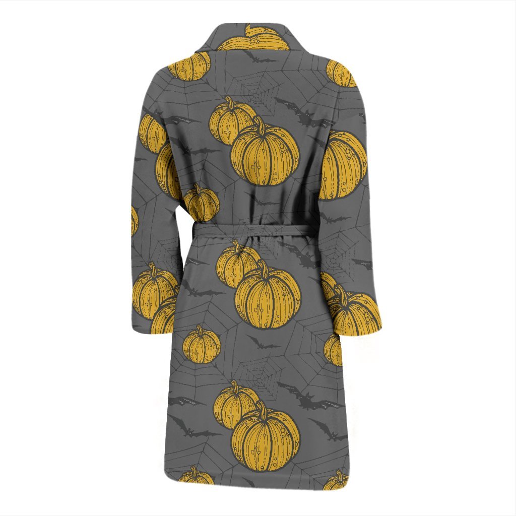 Pumpkin Pattern Print Men Long Robe-grizzshop