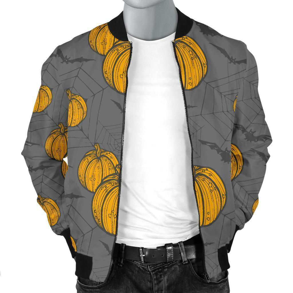 Pumpkin Pattern Print Men's Bomber Jacket-grizzshop