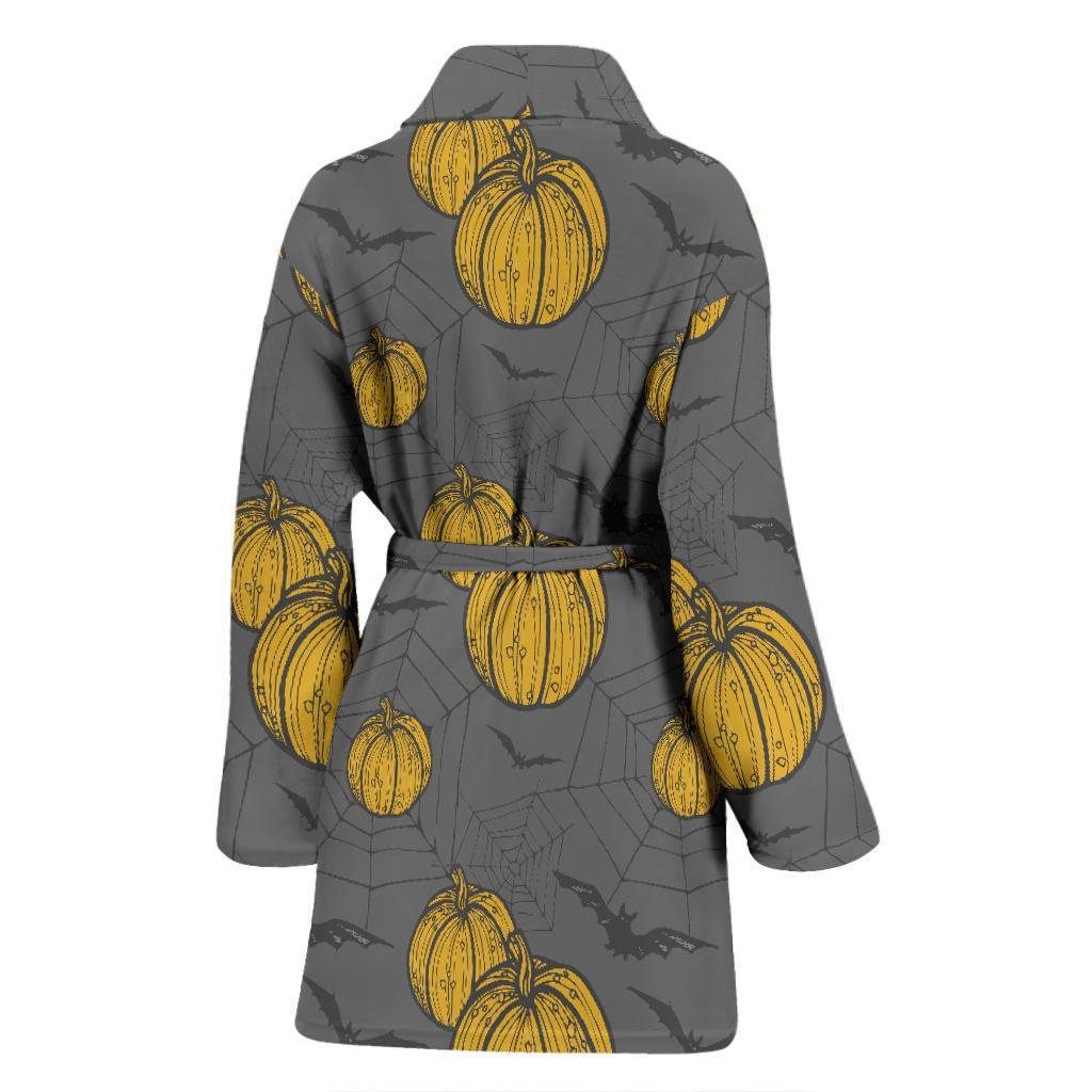 Pumpkin Pattern Print Women Long Robe-grizzshop