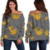Load image into Gallery viewer, Pumpkin Pattern Print Women Off Shoulder Sweatshirt-grizzshop