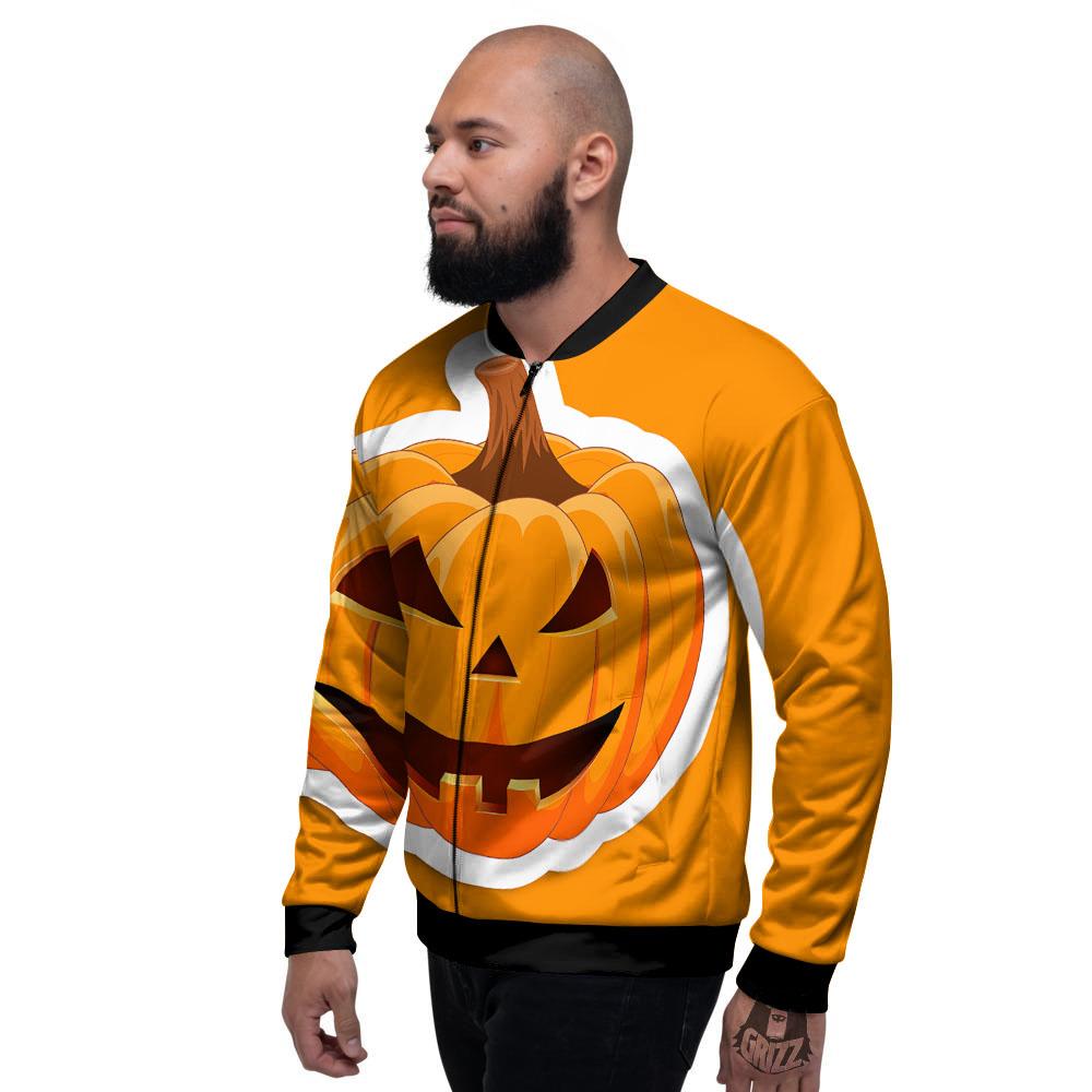 Pumpkin Print Men's Bomber Jacket-grizzshop