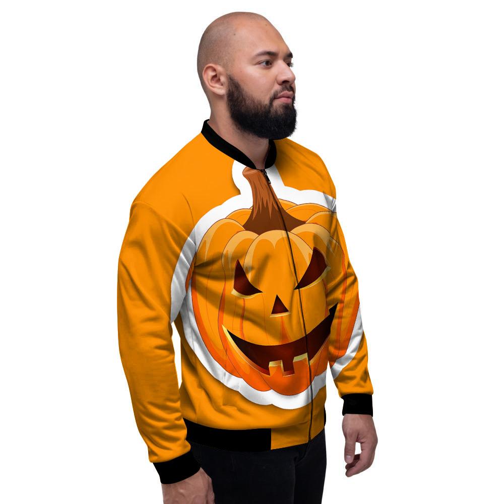 Pumpkin Print Men's Bomber Jacket-grizzshop