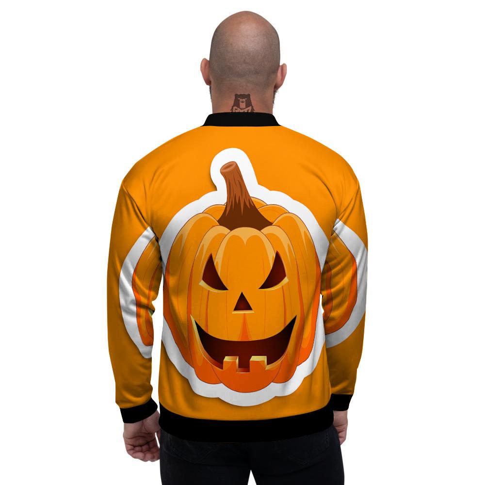 Pumpkin Print Men's Bomber Jacket-grizzshop