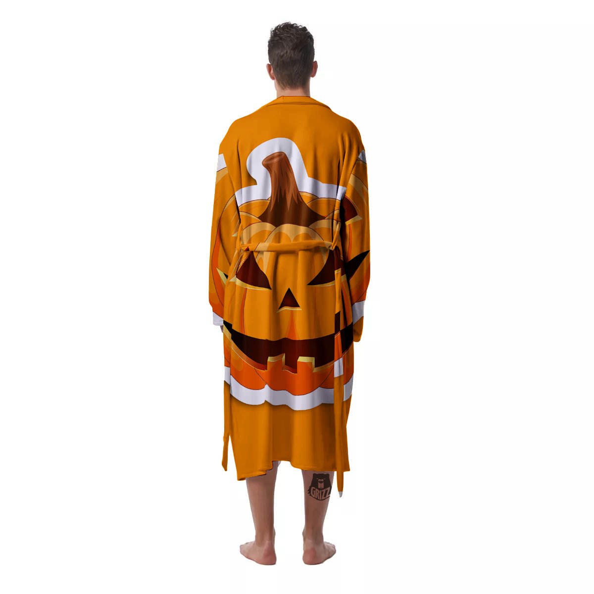 Pumpkin Print Men's Robe-grizzshop