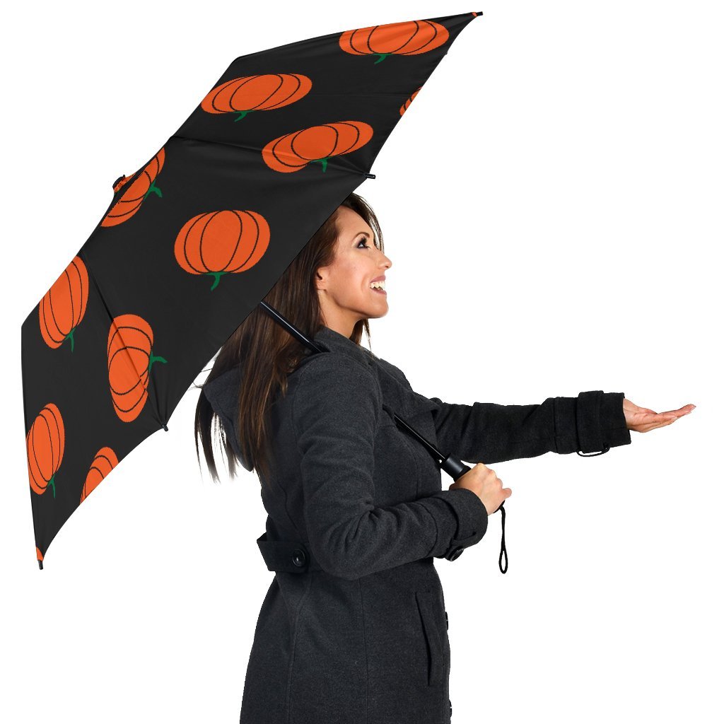 Pumpkin Print Pattern Automatic Foldable Umbrella-grizzshop