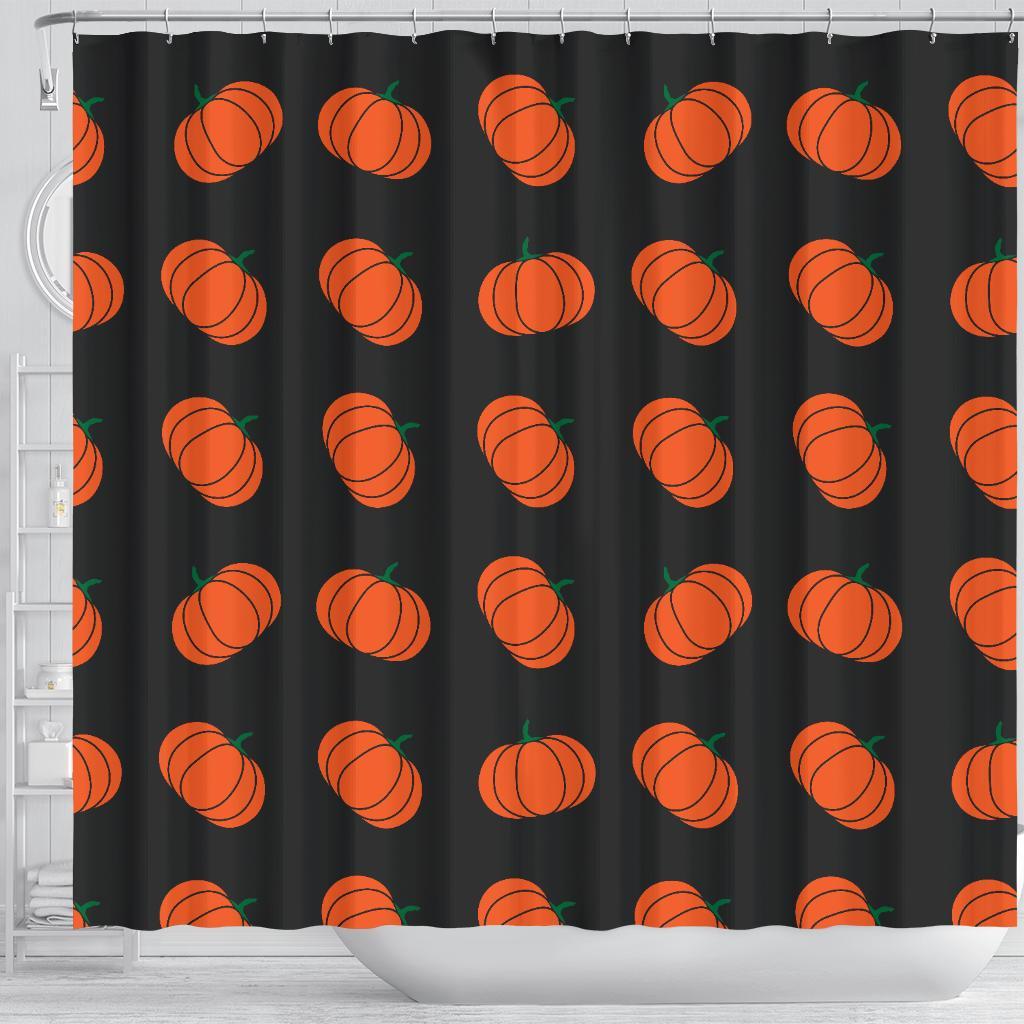 Pumpkin Print Pattern Bathroom Shower Curtain-grizzshop