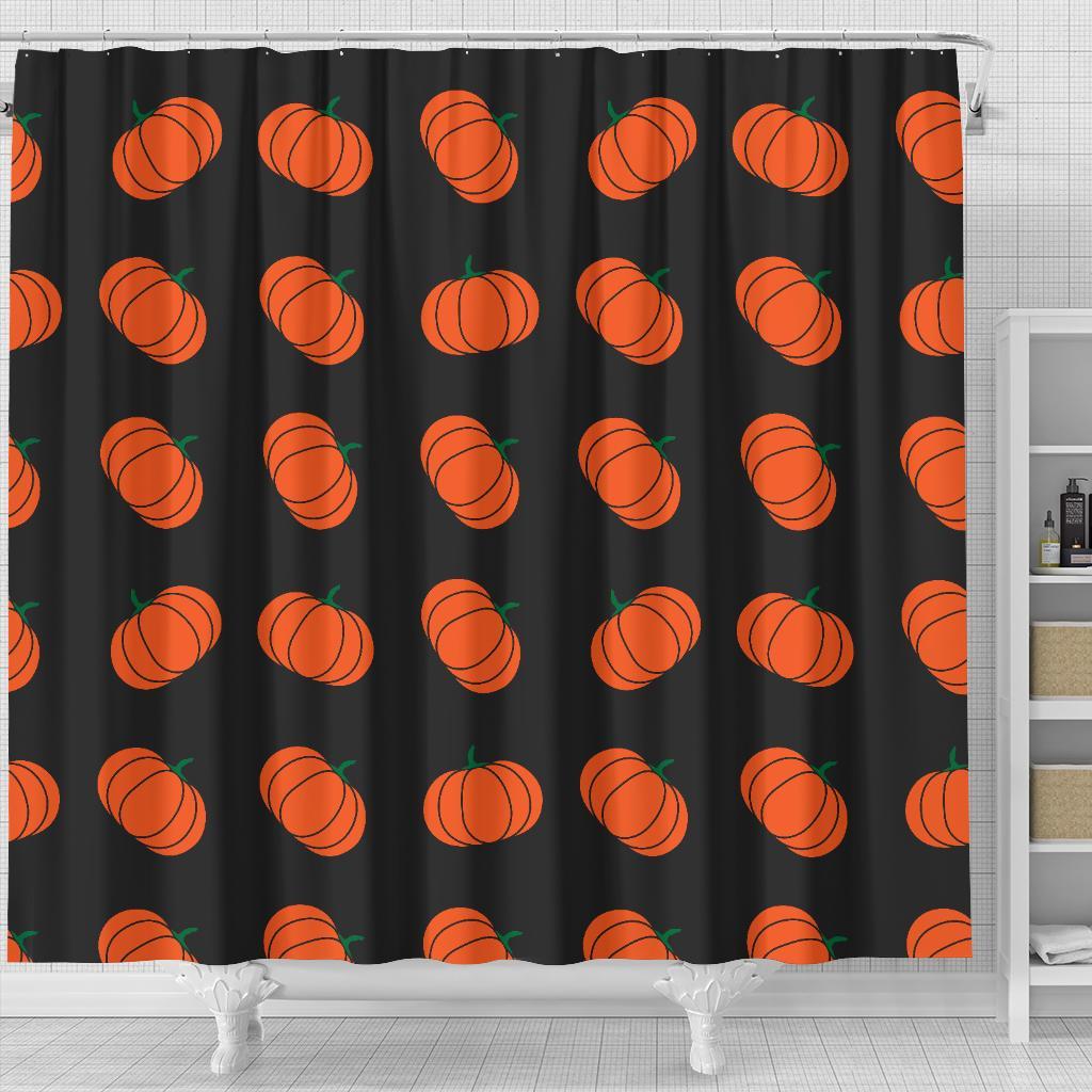 Pumpkin Print Pattern Bathroom Shower Curtain-grizzshop