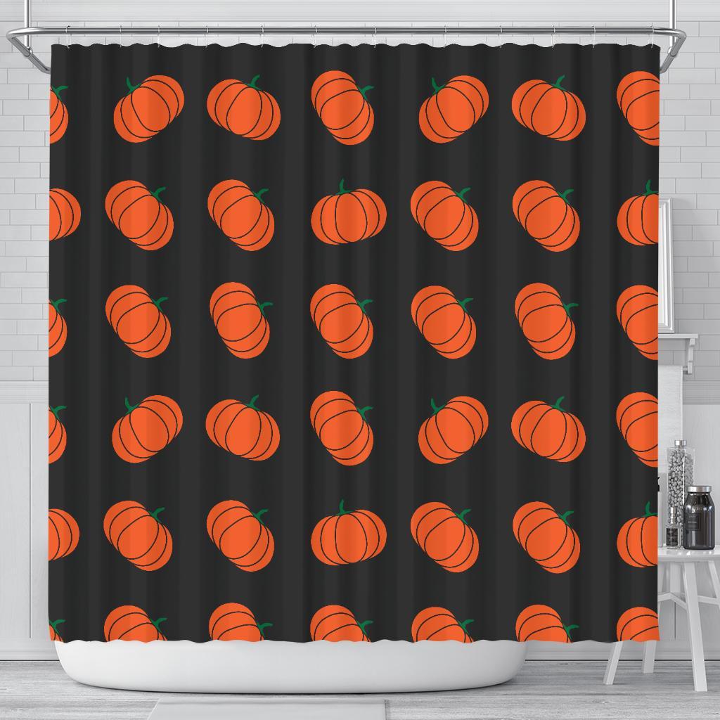 Pumpkin Print Pattern Bathroom Shower Curtain-grizzshop