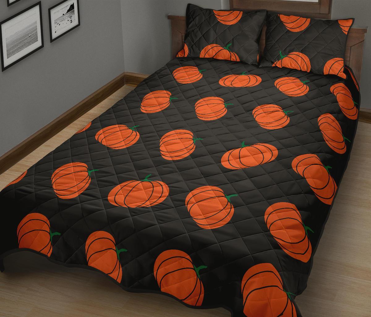 Pumpkin Print Pattern Bed Set Quilt-grizzshop