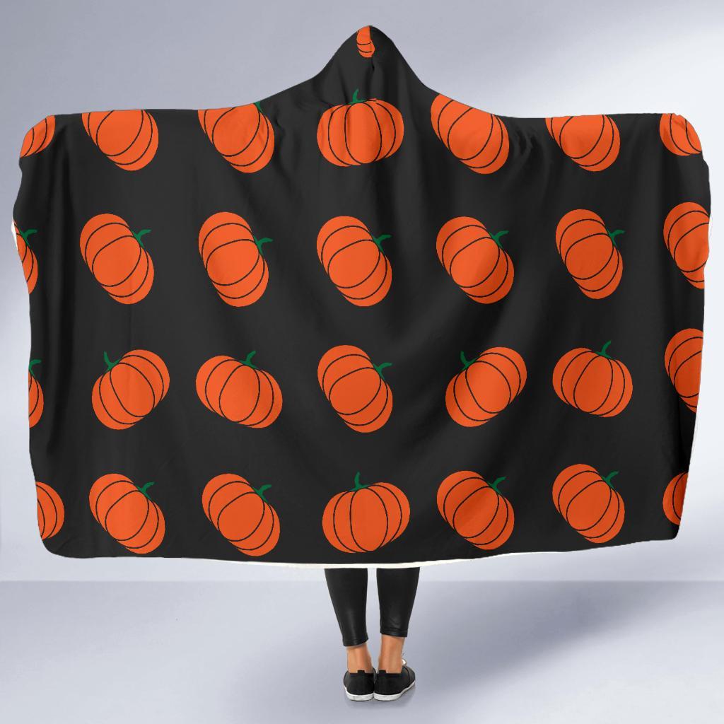 Pumpkin Print Pattern Hooded Blanket-grizzshop
