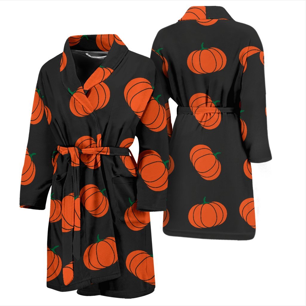 Pumpkin Print Pattern Men Long Robe-grizzshop