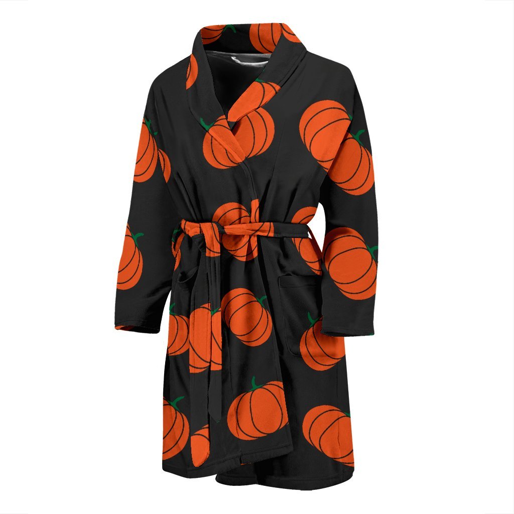 Pumpkin Print Pattern Men Long Robe-grizzshop