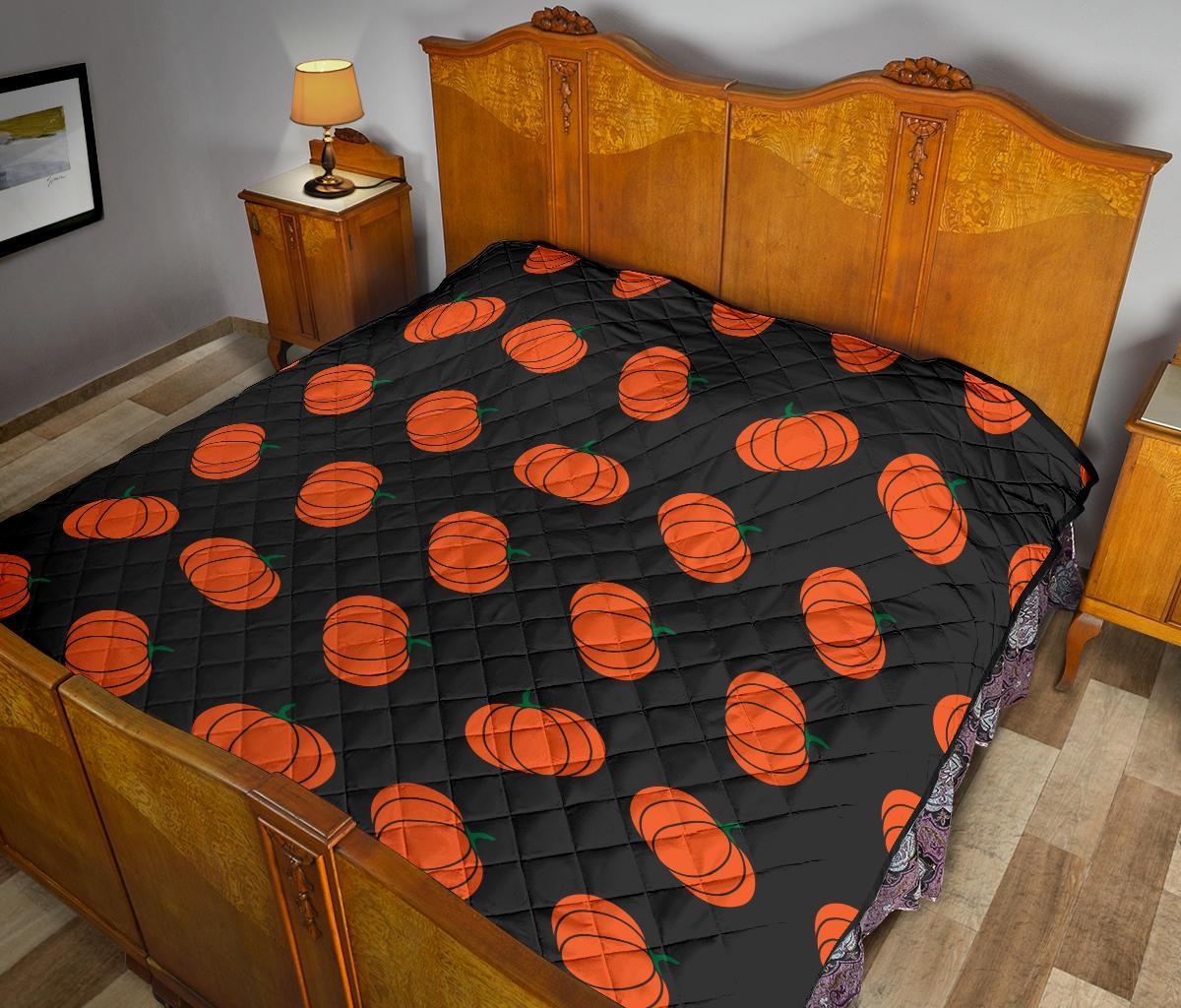 Pumpkin Print Pattern Quilt-grizzshop